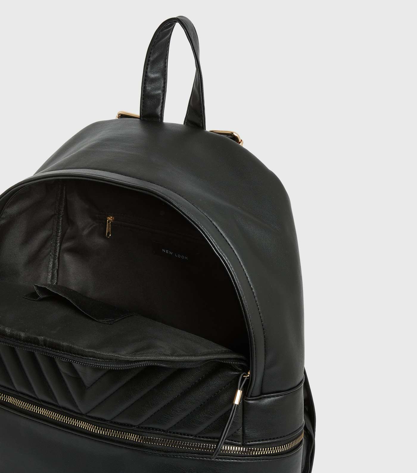 Black Quilted Embellished Backpack Image 4