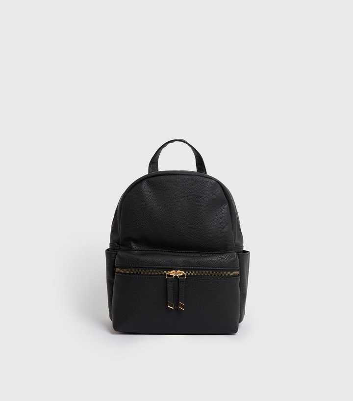 ozon Ongeldig Winst Black Leather-Look Pocket Front Backpack | New Look