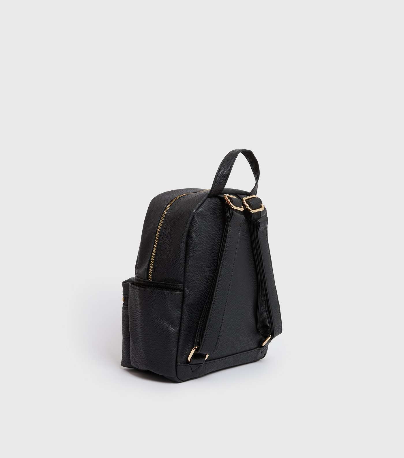 Black Leather-Look Pocket Front Backpack Image 3