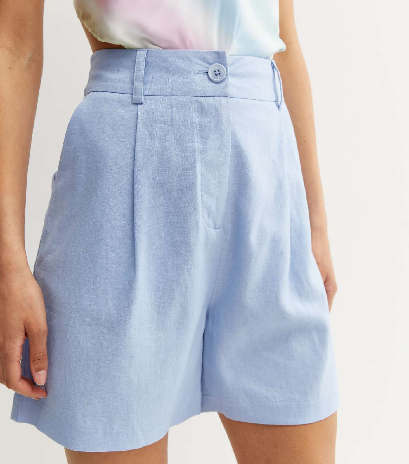 Tall Pale Blue High Waist Tailored Shorts Image 3