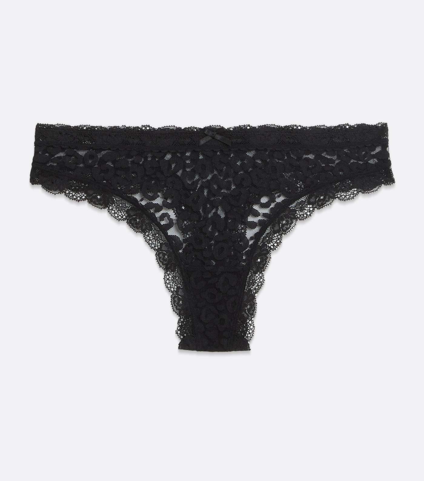Black Animal Print Lace Thong Image 5