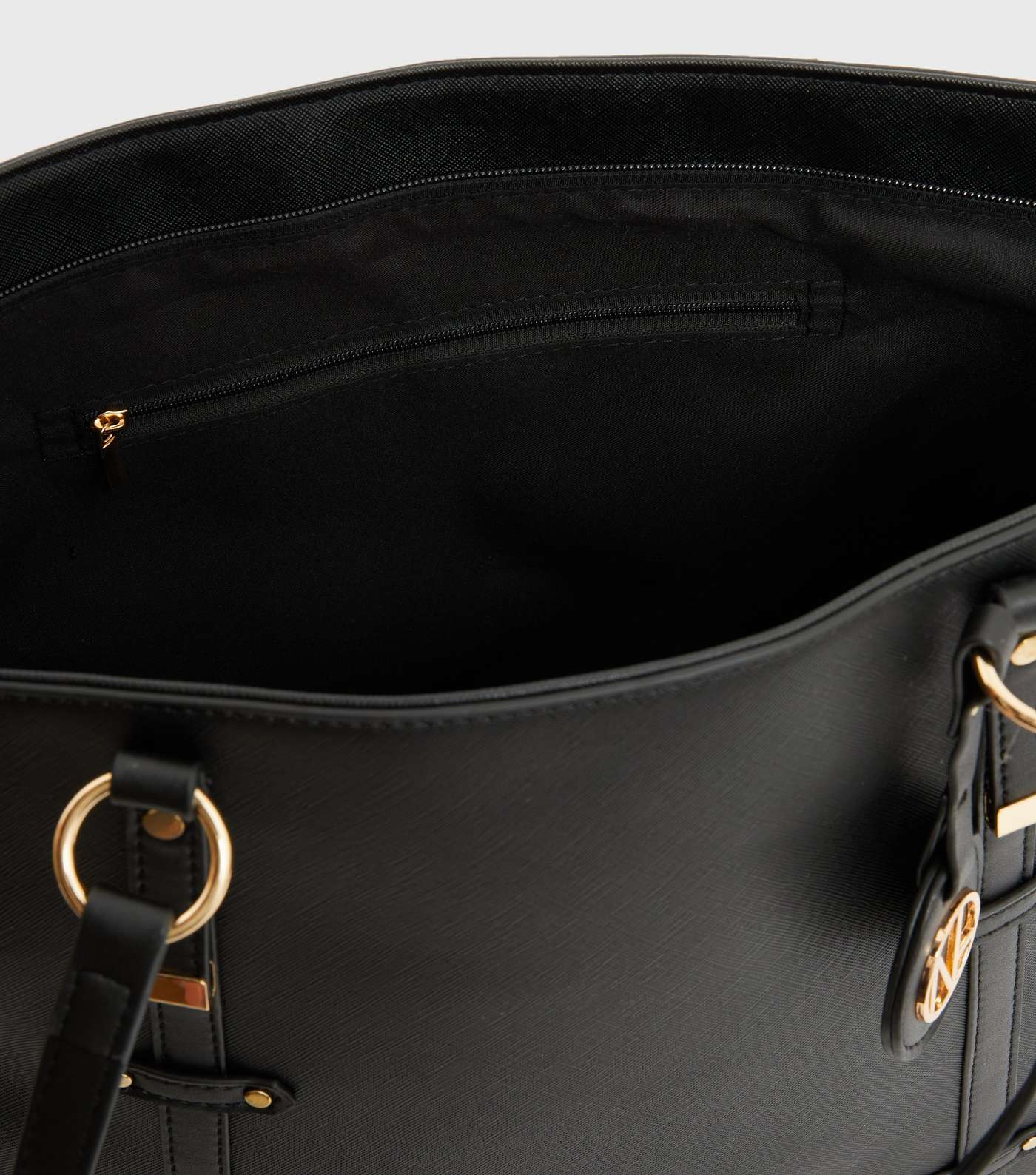 Black Leather-Look Tote Bag Image 4