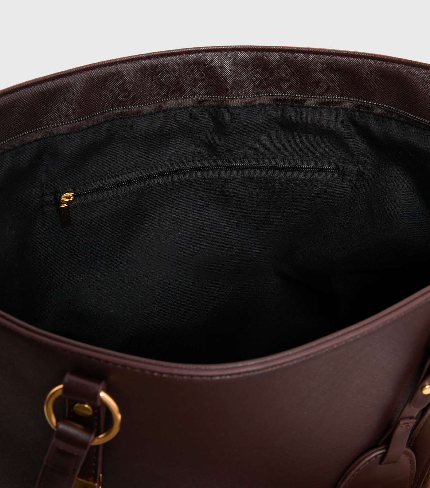 Dark Brown Leather-Look Tote Bag Image 4