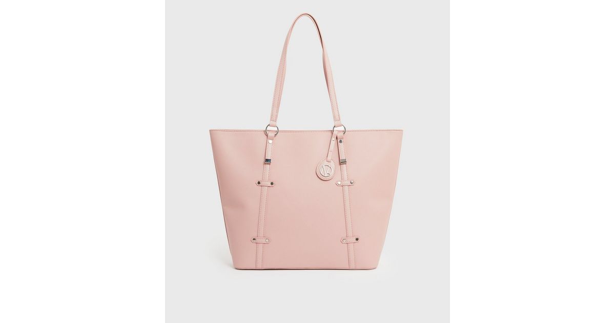 Pale Pink Leather-Look Tote Bag