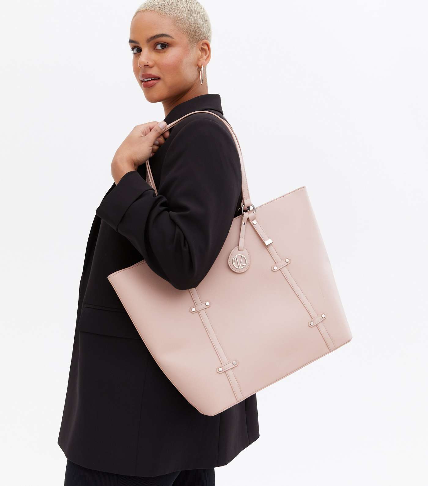 Pale Pink Leather-Look Tote Bag Image 2