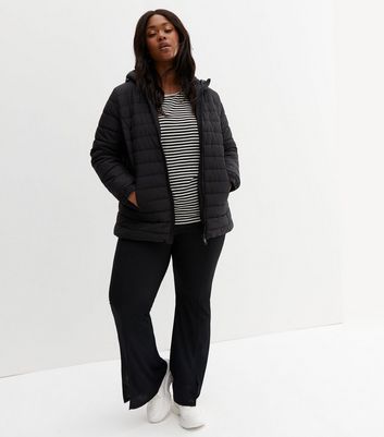 Curves Black Lightweight Hooded Puffer 