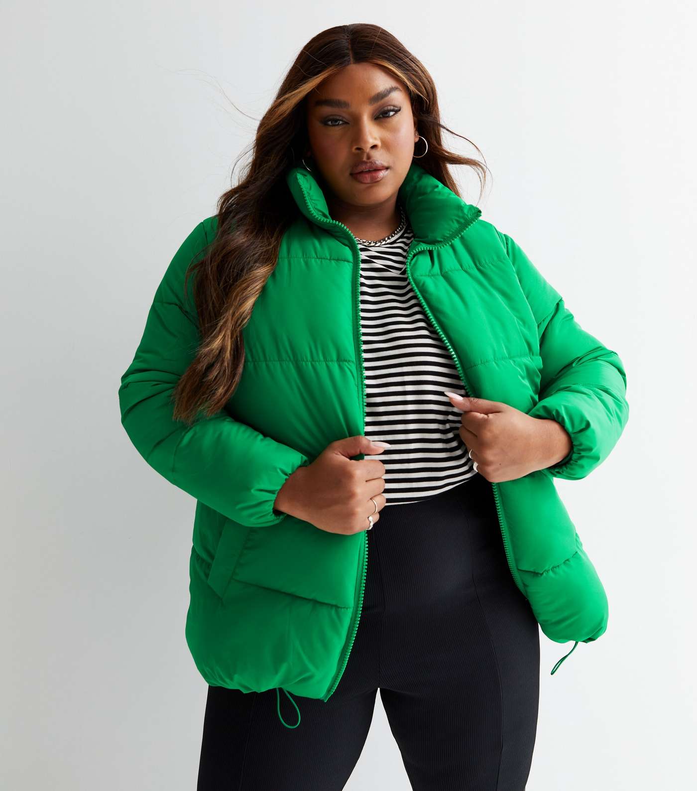 Curves Green Boxy Puffer Jacket