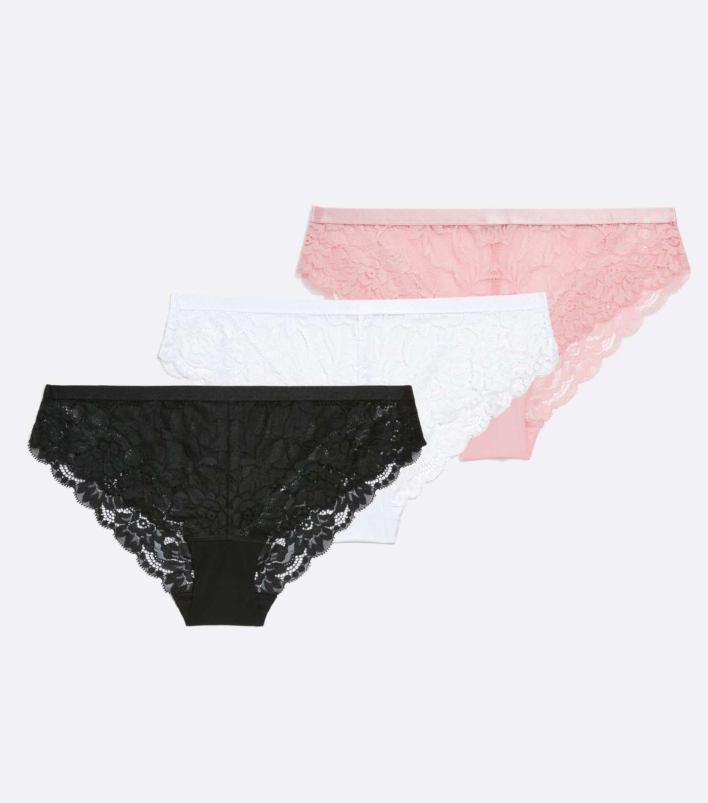 3 Pack Pink Black and White Lace Short Briefs Image 5