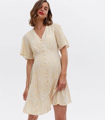 yellow floral maternity dress