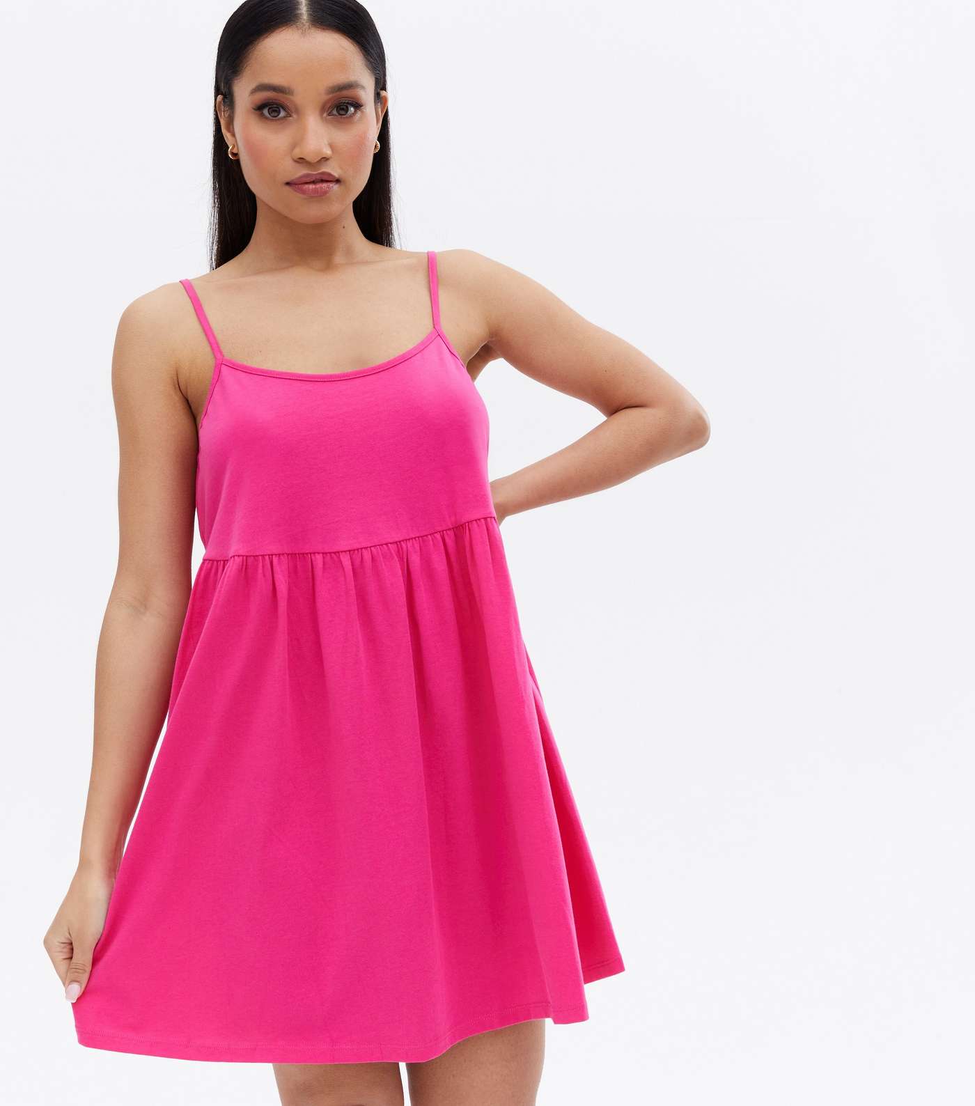 Petite Deep Pink Jersey Strappy Mini Dress Image 2