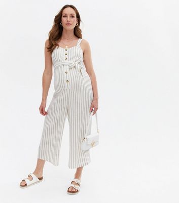 maternity striped jumpsuit