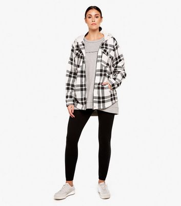 Apricot Black Check Zip Hooded Shacket New Look