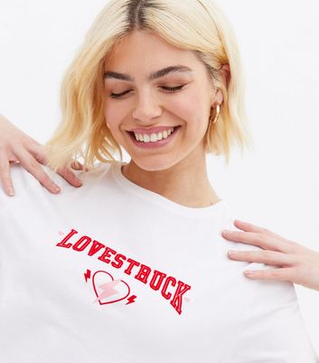 Click to view product details and reviews for White Lovestruck Heart Logo T Shirt New Look.