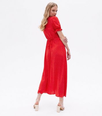 Topshop spot plunge 2024 neck midi dress