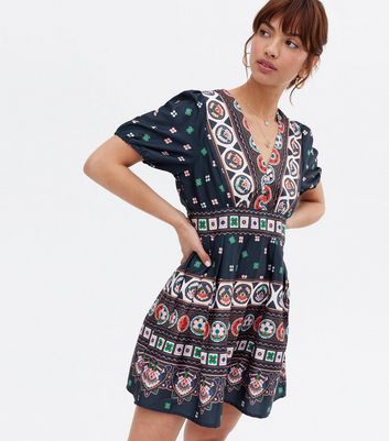 Click to view product details and reviews for Cameo Rose Black Floral Button Mini Dress New Look.