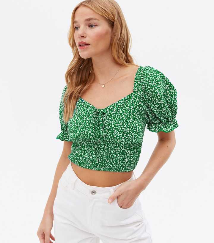 cropped floral blouse