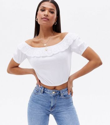 white milkmaid bardot top