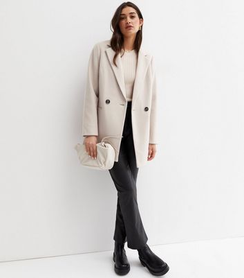 Cream Revere Collar Blazer Coat New Look