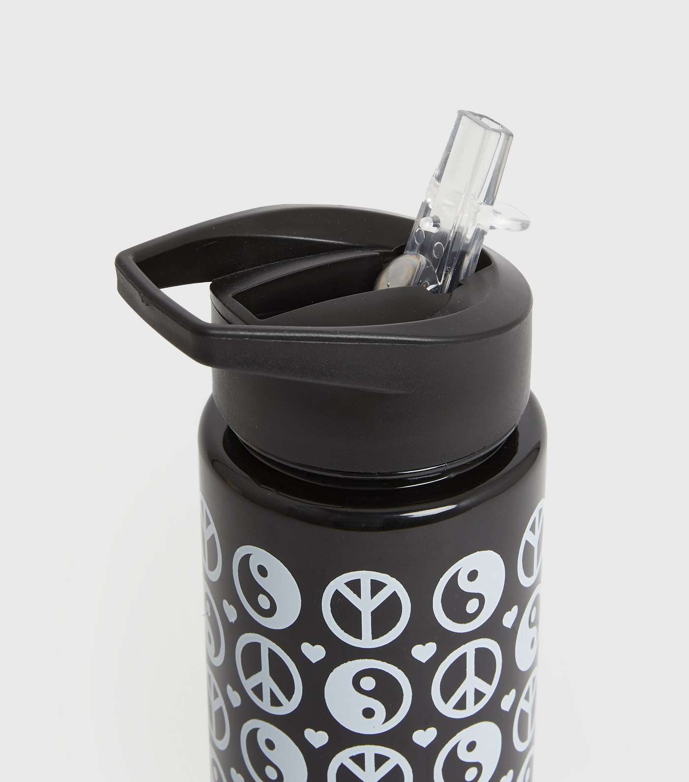 Black Yin and Yang Straw Water Bottle Image 2