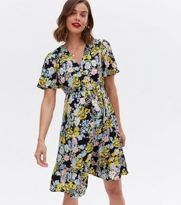 Crepe wrap dress deals