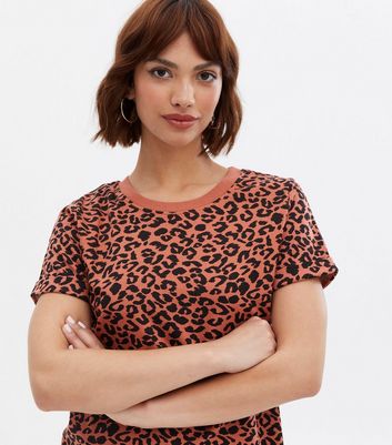 JDY Rust Leopard Print Mini T-Shirt 