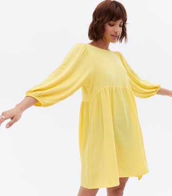 JDY Yellow 3/4 Sleeve Mini Smock Dress