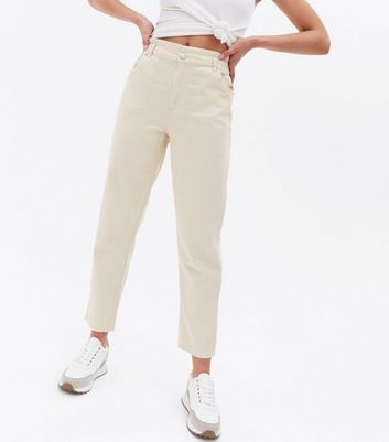 JDY Cream High Waist Crop Jeans | New Look