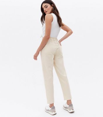 JDY Cream High Waist Crop Jeans | New Look