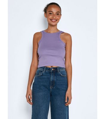 Noisy May Light Purple Ribbed Crop Vest New Look