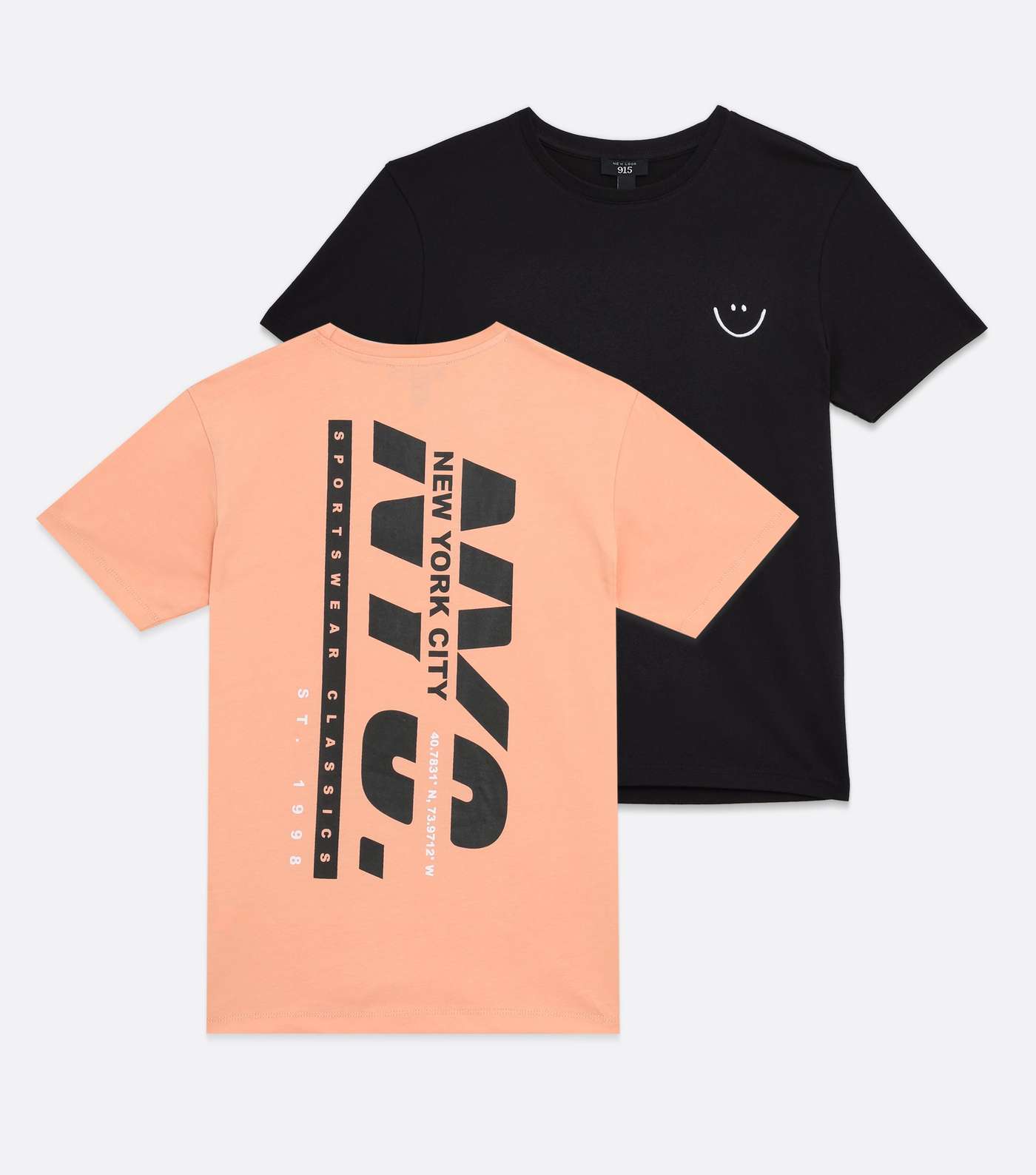 Boys 2 Pack Coral and Black Logo T-Shirts Image 5
