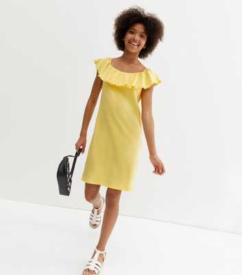 KIDS ONLY Pale Yellow Ribbed Frill Bardot Dress