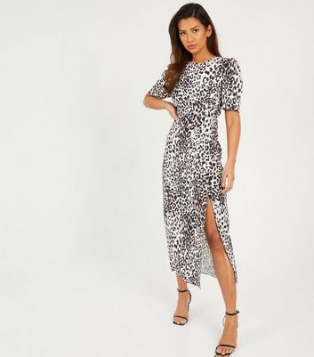 Quiz Brown Leopard Print Split Midi Dress New Look