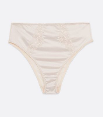 Cream Satin Lace High Waist Briefs