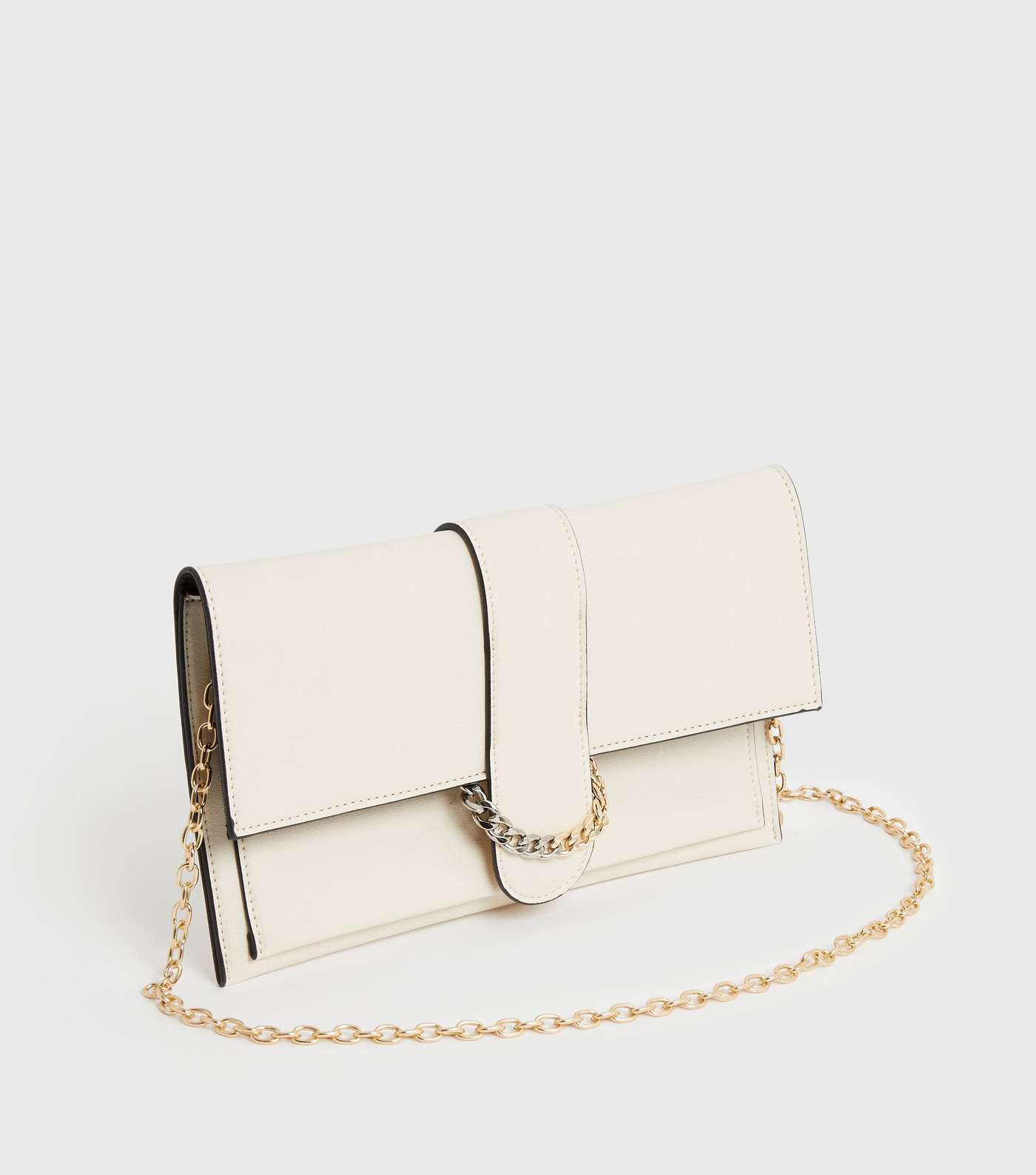 Little Mistress Off White Chain Clutch Bag Image 3