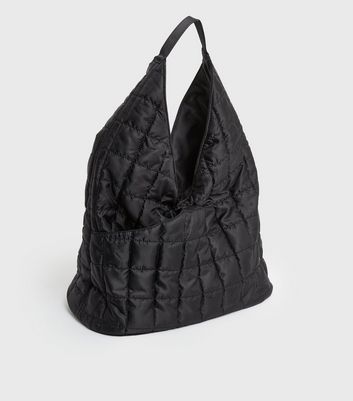 shop for PIECES Black Quilted Tote Bag New Look at Shopo