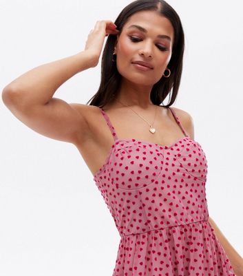 pink heart midi dress