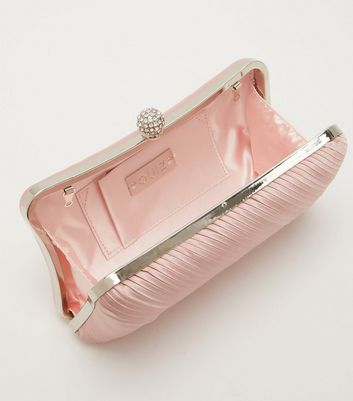 shop for QUIZ Pink Pleated Diamanté Clutch Bag New Look at Shopo