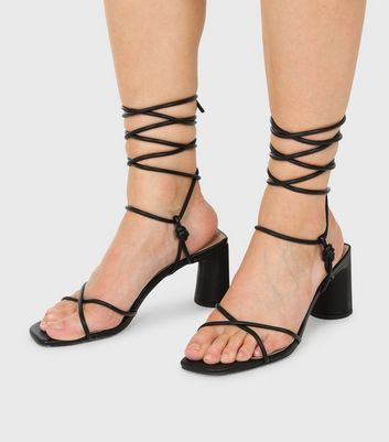 Black strappy clearance lace up sandals