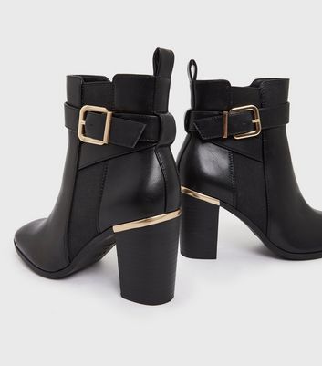 black buckle heel boots