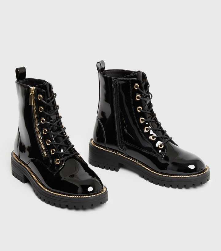 womens black shiny boots