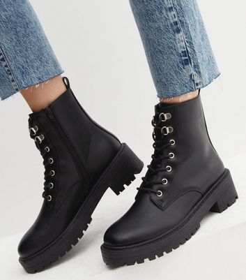 Chunky lace up store boots womens