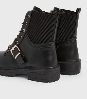 black wide fit biker boots