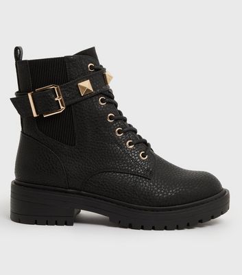 black biker boots wide fit