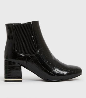 Black patent croc outlet ankle boots