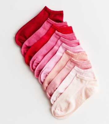 Girls 10 Pack Pink Trainer Socks