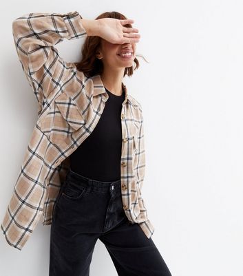 Brown Check Double Pocket Overshirt 