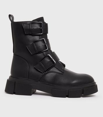 New look black buckle boots hotsell