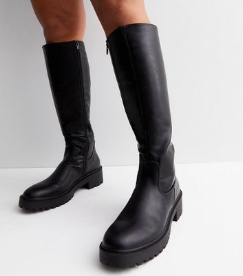 New look black leather hot sale boots