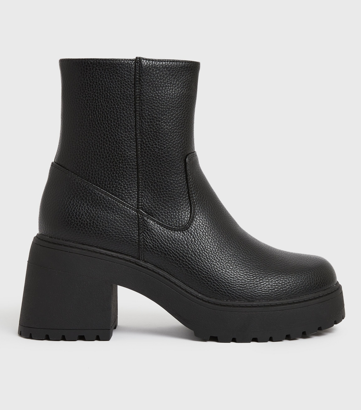Women's Black Chunky Block Heel Sock Boots Vegan New Look