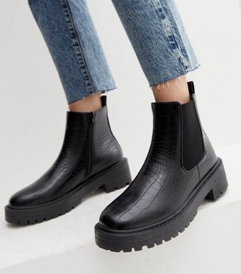 Black faux 2025 croc boots